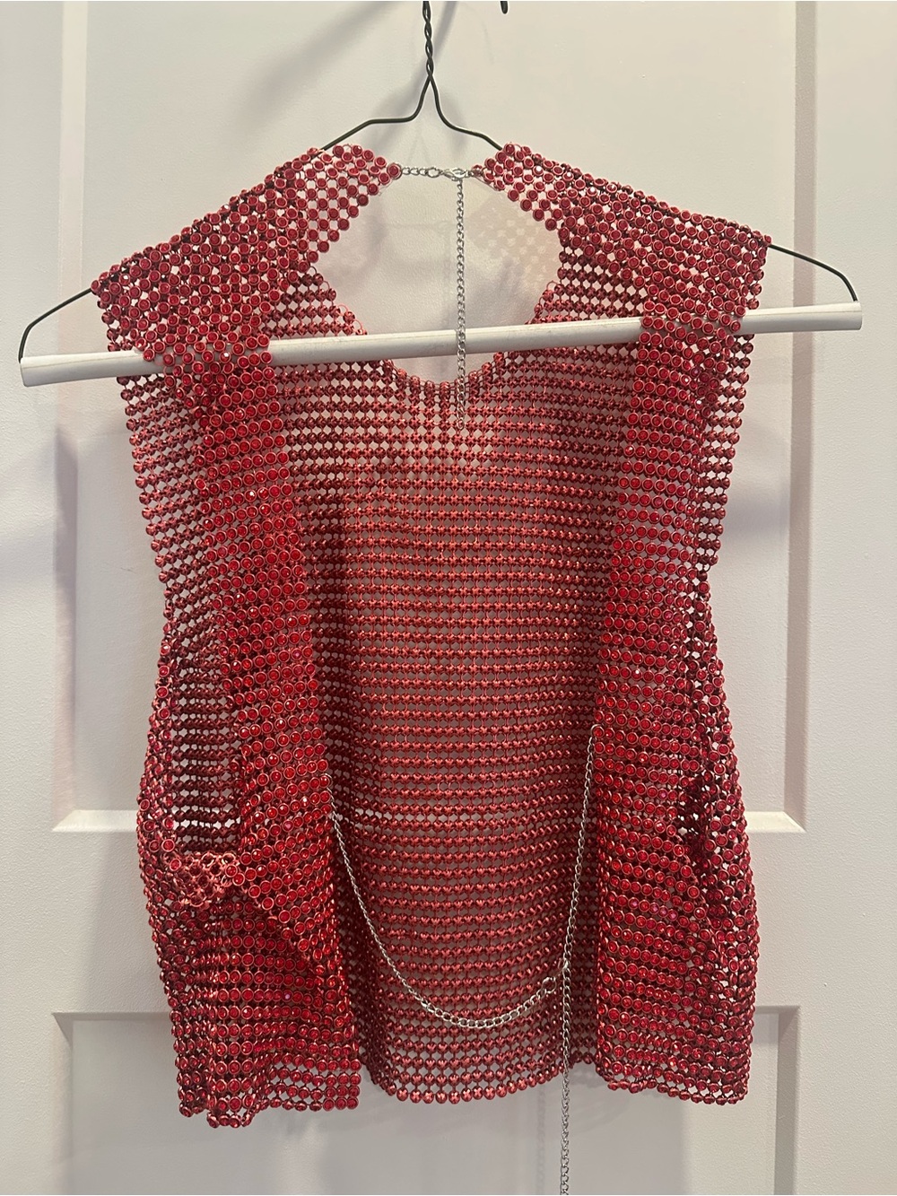 12th Tribe Red Rhinestone Crop Tank Top - Picture 5 of 7